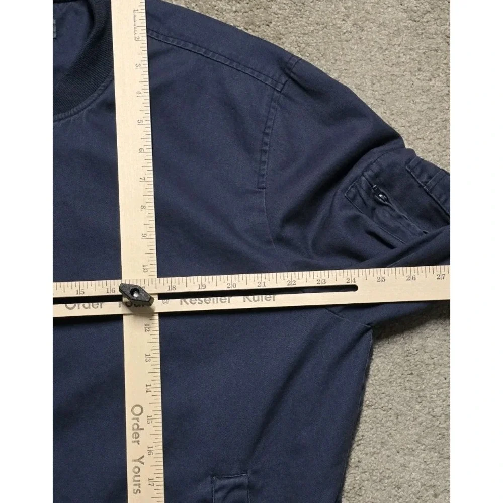 Bleecker & Broad Navy Canvas Bomber Jacket Mens XL Full Zip‎ Military